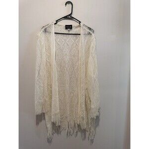 Onyx Nite Wendy Chaitin Vintage Fringe Open Lace Cardigan 22